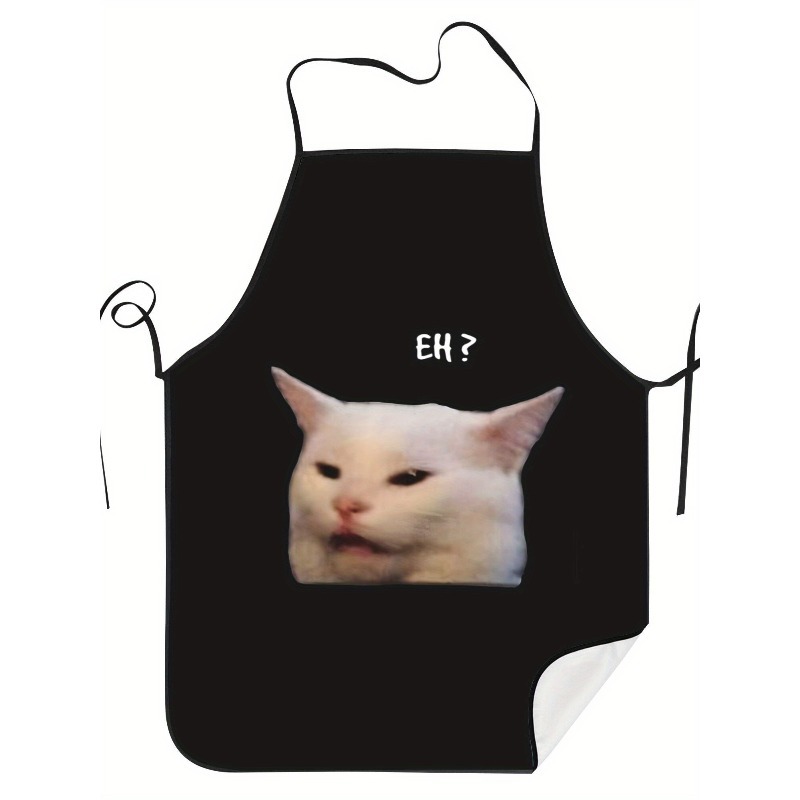 TEMU Smudge & Table Cat Apron For & - Adjustable Kitchen Apron With Smudge Cat, Bib Suitable For,, Family Use, Smudge Table For Chefs