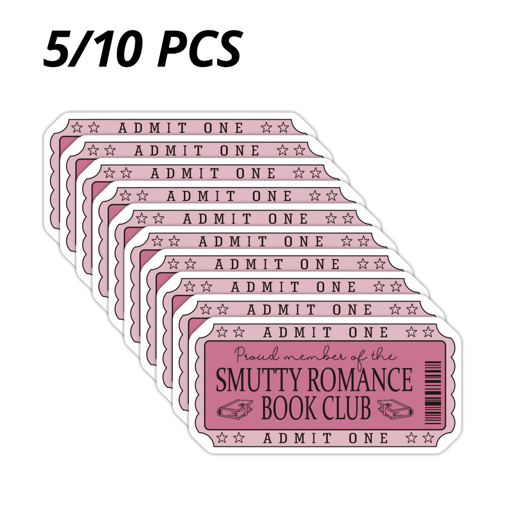 

5/10pcs Book Club Stickers, Waterproof Polypropylene Self-adhesive Decals For Adults, Suitable For Car, Motorcycle, Laptop, Water Bottle, Notebook