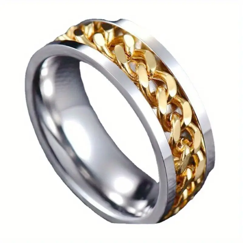 925 silver rotatable chain ring fashion creative casual attire mens and womens rings Product details 3