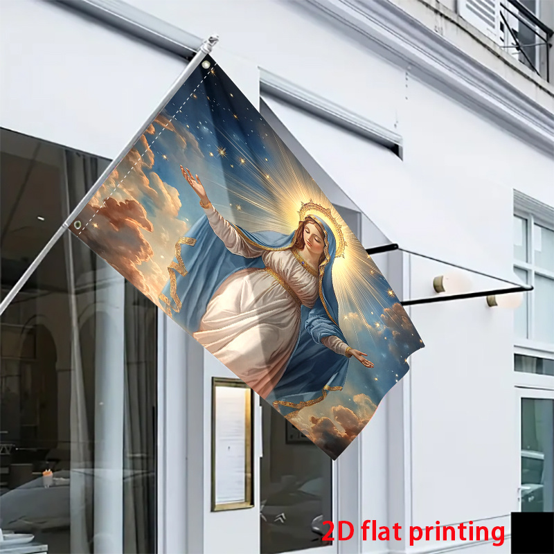 2d flat 2d printing garden flag 1pc garden flag   mary print garden flag for a spiritual atmosphere ideal for a calm reflective room multi use seasonal     home and garden outdoor flag decorations home altar accessory