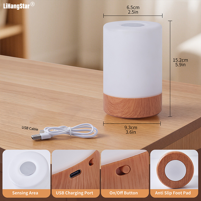 Touch-Controlled Dimmable Night Light, Smart LED Bedroom Lamp