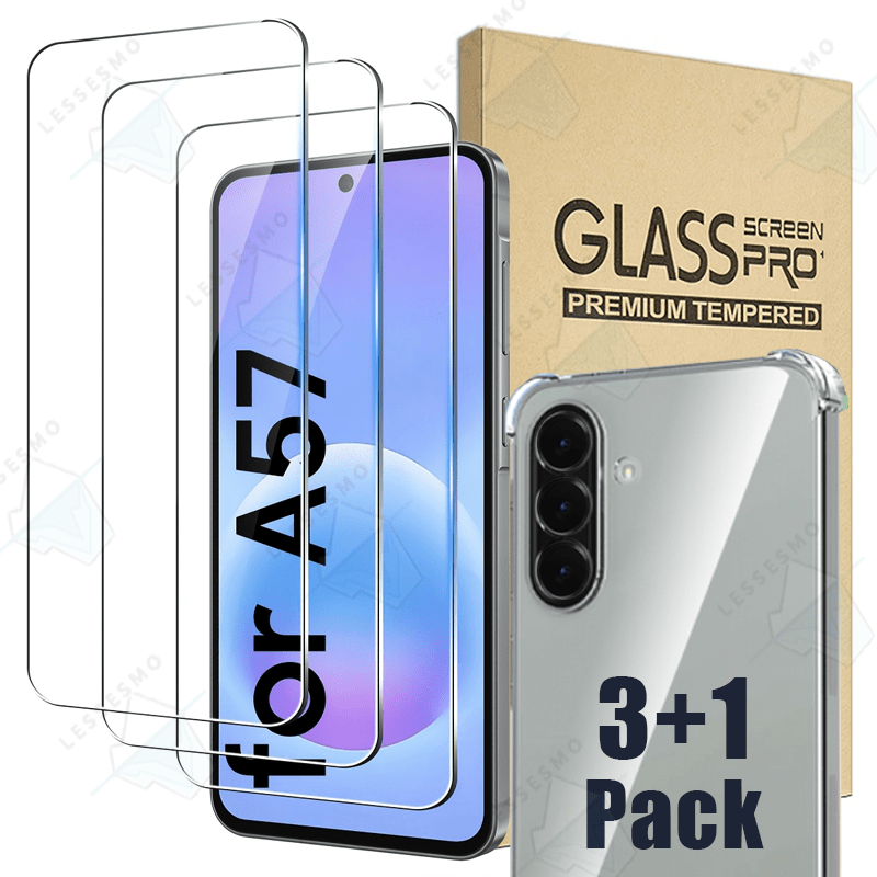TEMU 1 Shatterproof Transparent Phone Case   3pcs 9h Tempered Glass Screen Protector Suitable For Galaxy A57/a37, Full Coverage, , Anti-scratch,
