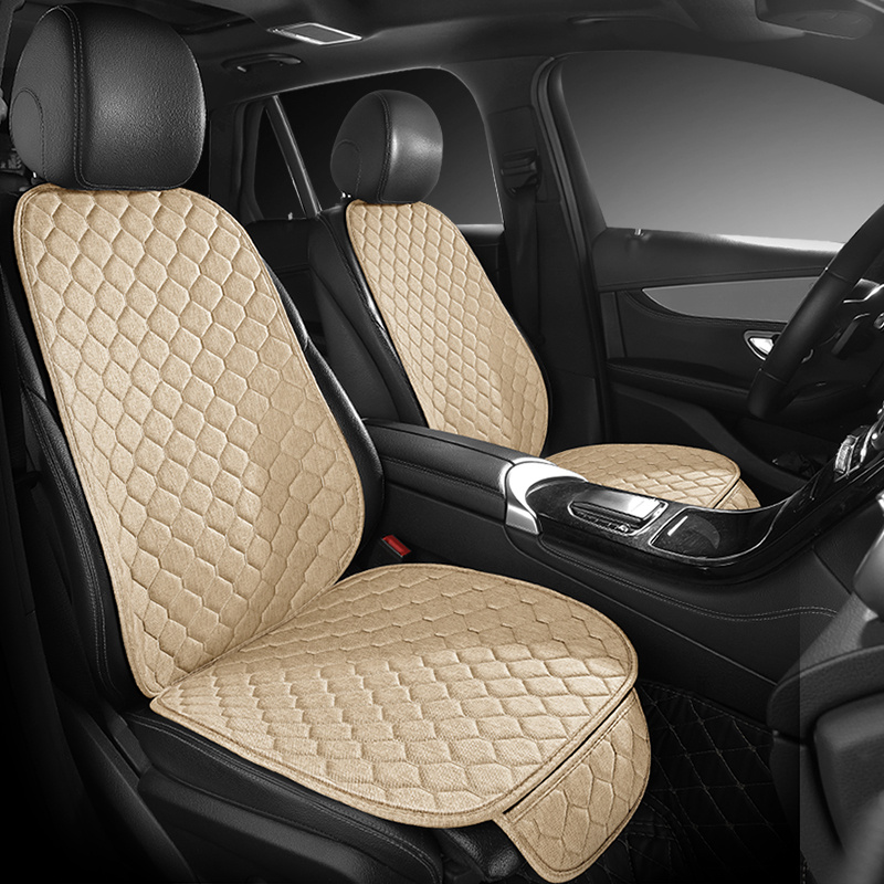 TEMU 1pc, Car Seat Cushion, , Small Diamond Lattice Style, Linen Texture, Single Seat, With Backrest, Universal For , No Binding, Comfortable And