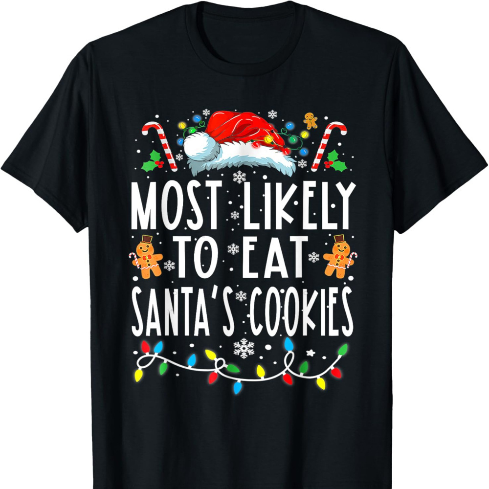 

Most To Eat Santas Family Christmas Holiday T-shirt For Boys Soft Fabric, Breathable, Comfortable Short Sleeve Summer Toddler Boys Shirts Kids