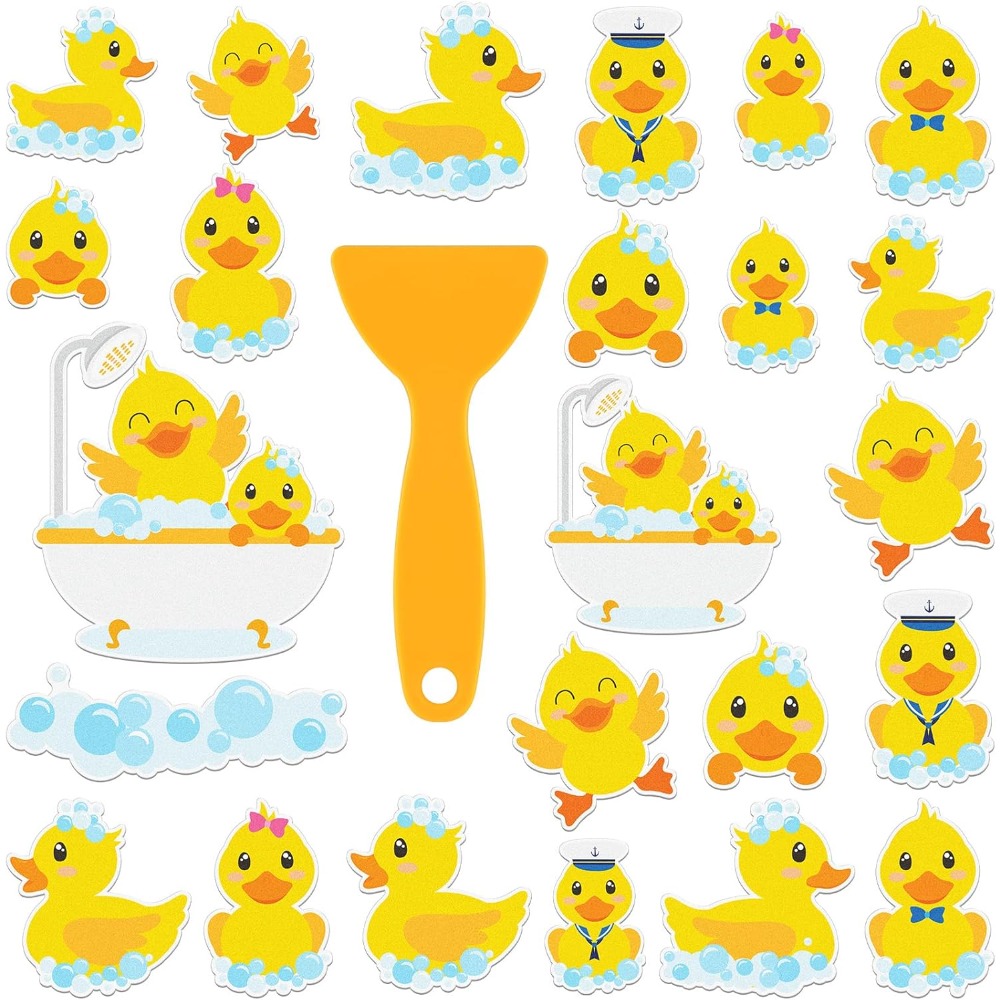TEMU 24pcs Yellow Duck Non-slip Bath Stickers, Cute Cartoon Duck Anti-slip Bathtub Decals, Bathroom Floor Decor, Shower Anti-slip Mat Stickers, With