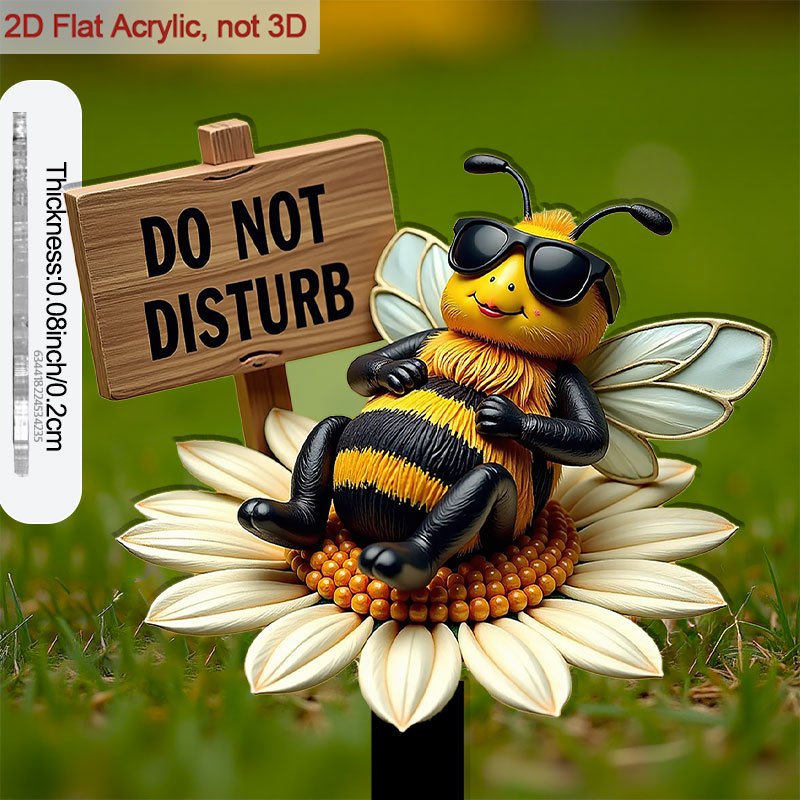 E-shop 2D Flat - 【2D Flat】 2D Flat - [2D Flat] 2D Flat – . 2D Flat Acryl Gartenstecker Karte | 2D Flat Acryl Gartenstecker Karte mit Bienen auf Blume