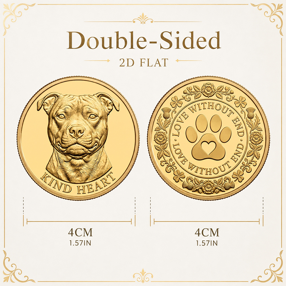 TEMU Replica Coin 1pc Staffordshire Bull Terrier Coin - Themed Collectible Replica Suitable For Dog Lover Gift, Staffordshire Bull Terrier Keepsake,