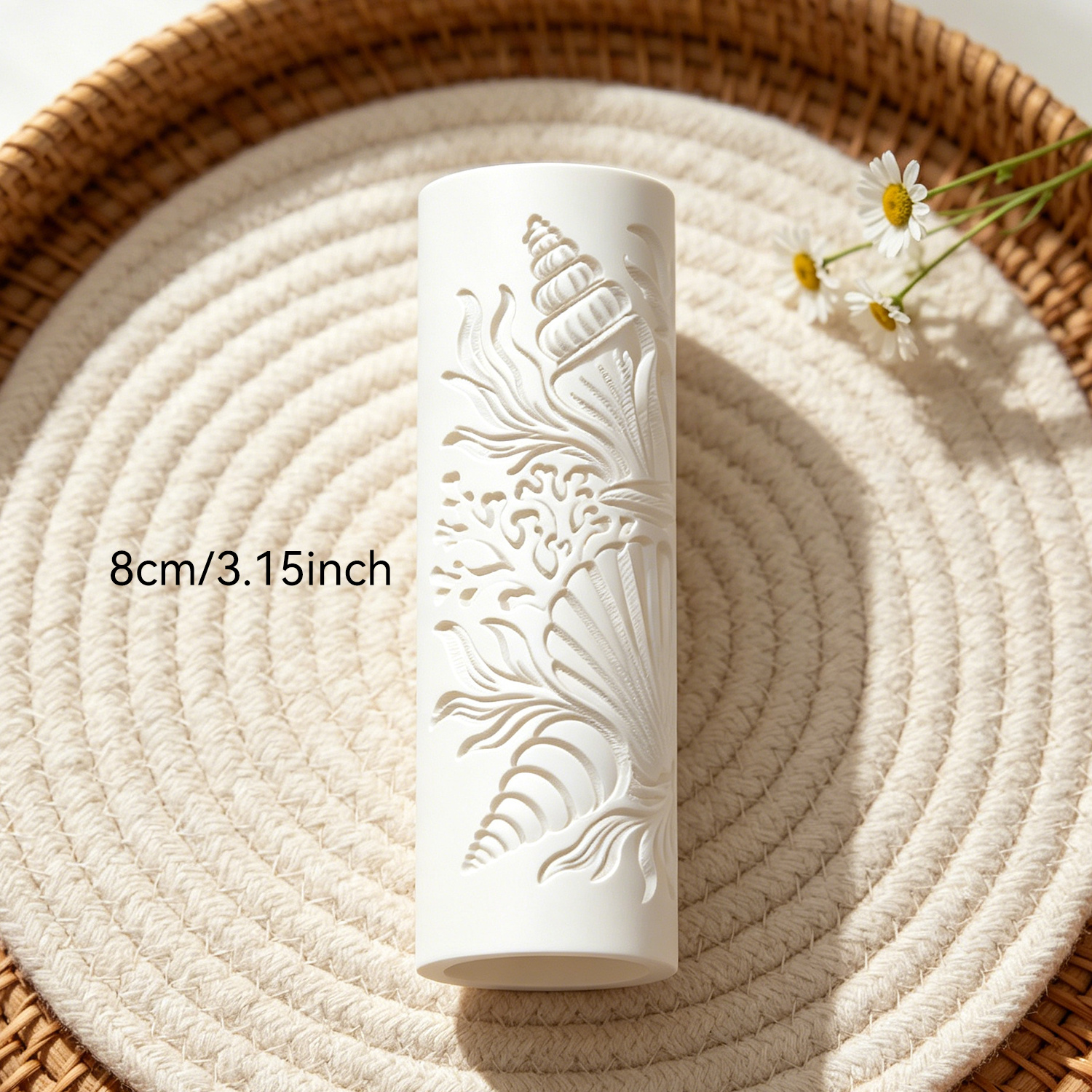 TEMU Rouleau à gaufrer en pâte polymère avec plaque à texture d'océan et étoile de mer - Motif en 3D adapté à la poterie, à la fabrication de bijoux,