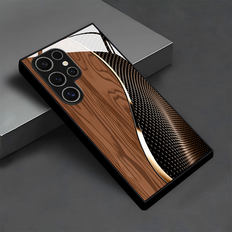 E-shop Handyhülle - Minimalistische braune Textur Muster Glas Handyhülle für Samsung Galaxy S26/S25/S25 Plus/S25 Ultra/S24/S24 FE/S24 Plus/S24