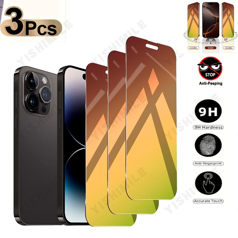 TEMU 3 stuks Privacy Screen Protector, Geschikt voor Iphone 13/14/15/16/17/Plus/Pro/Pro Max/17Air/16E Serie, Anti-Blauw Licht, Krasbestendig, Groen,