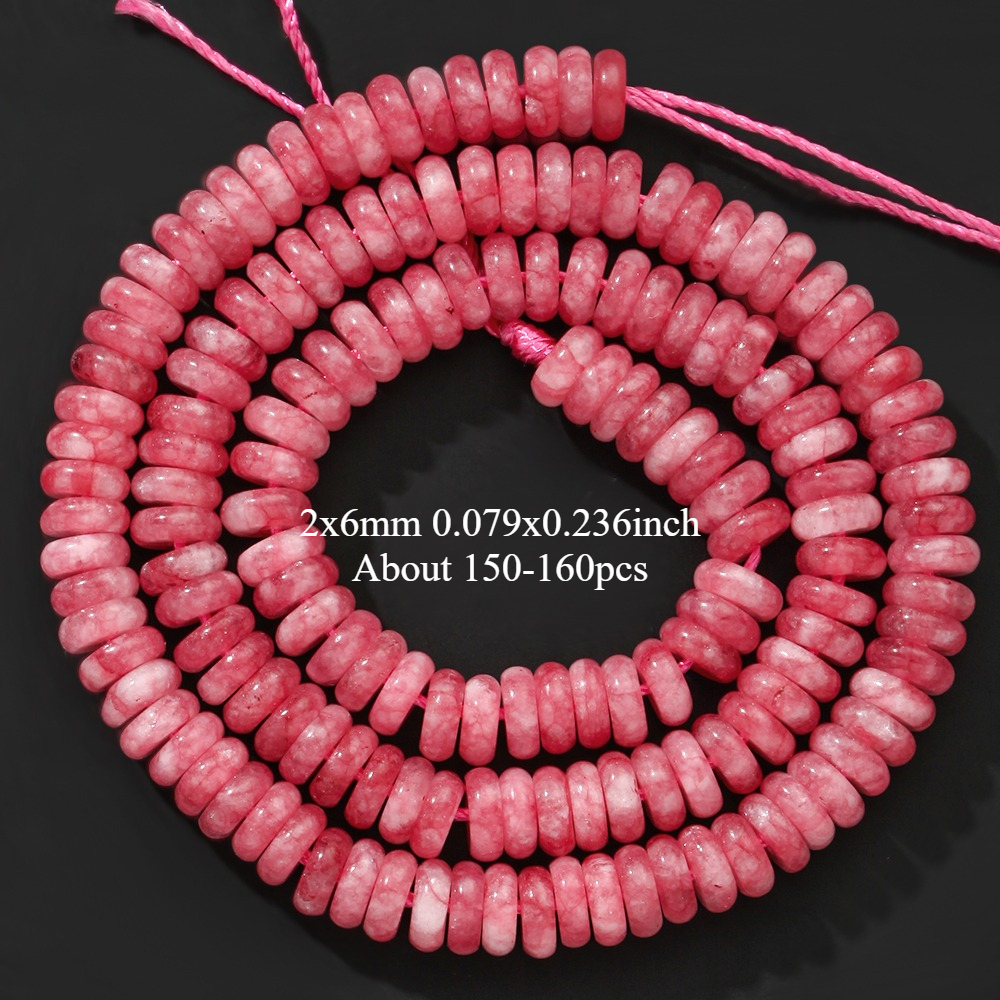 TEMU Asvrai Natural Stone Beads Wheel-shaped Round Spacer Beads - 2x6mm Genuine Mineral Beads Suitable For Jewelry Making Diy, Bracelets,,