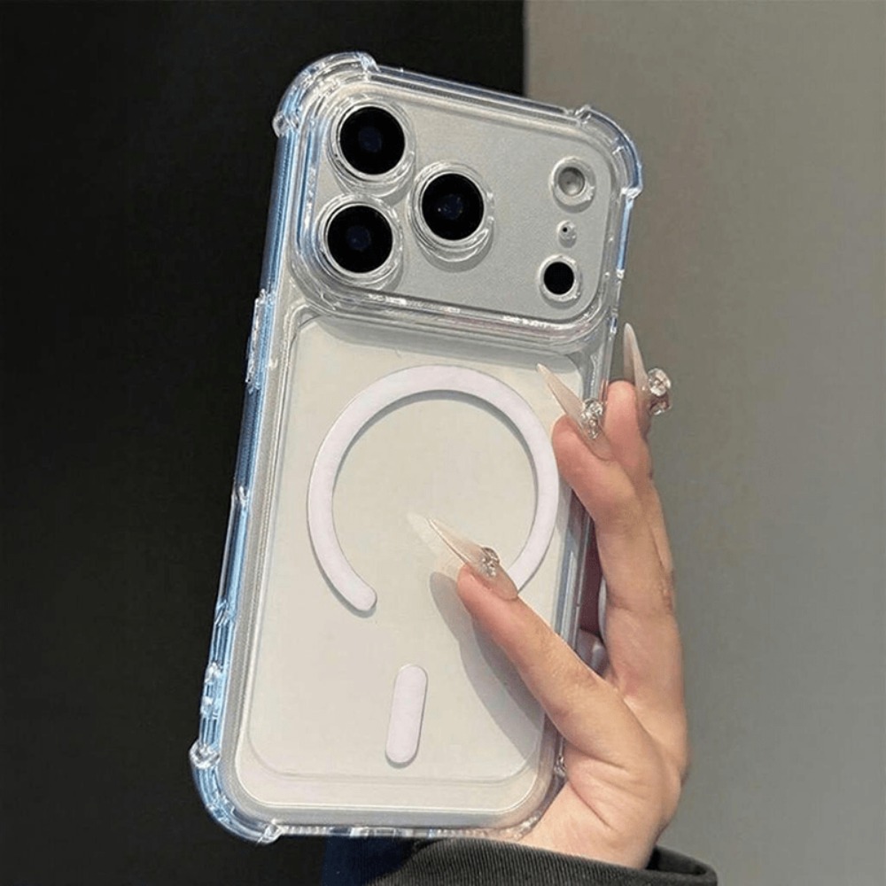 TEMU Phone Case - Phone Case: Transparent Anti-fall Protective Cover, Reinforced Corners, Compatible With Magnetic Charging, Suitable For Iphone