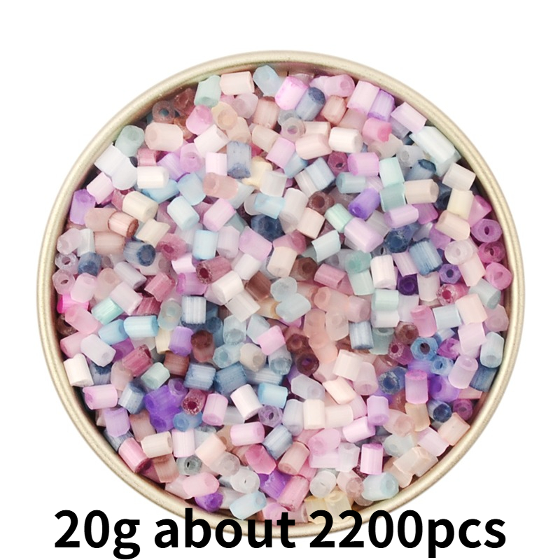 2200pcs 2mm Matte Frosted Mini Glass Tube Beads