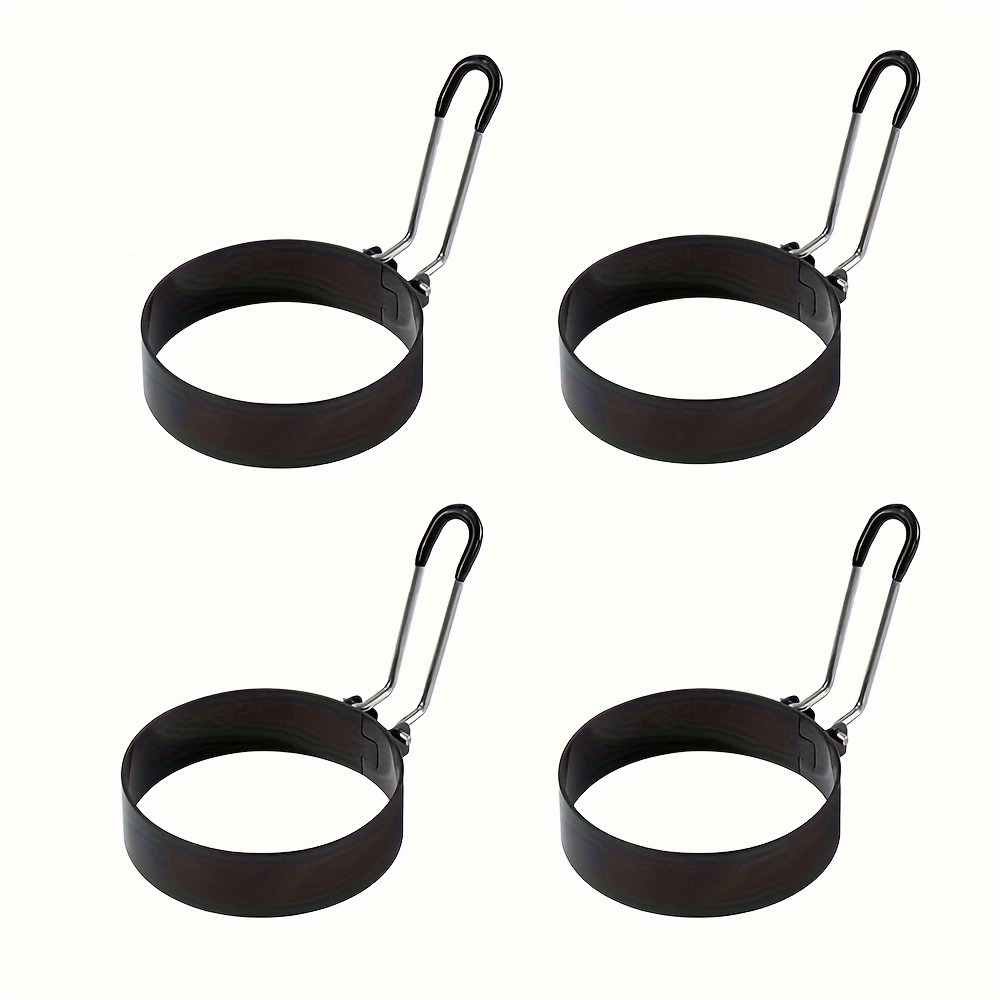TEMU 4pcs Egg Rings, Egg Rings For Frying, Round Egg Cooker Rings, Silicone Handle Egg Rings, Baking Pan Breakfast Cooking Egg Rings, Mold For Frying
