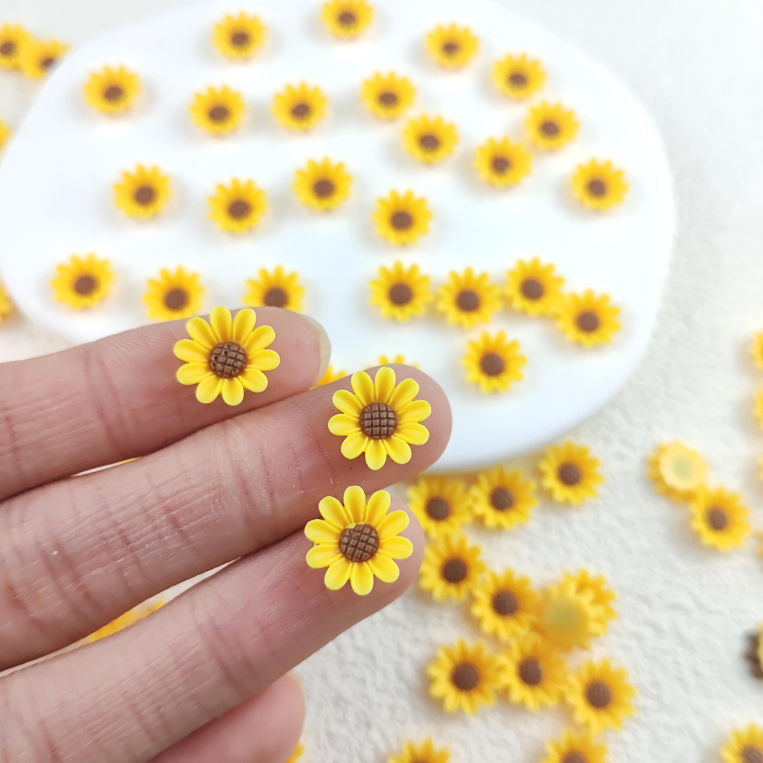 52pcs Sunflower Resin Flower Decorations | For Nail Art, Hair Clips, Phone Cases, And Craft Projects