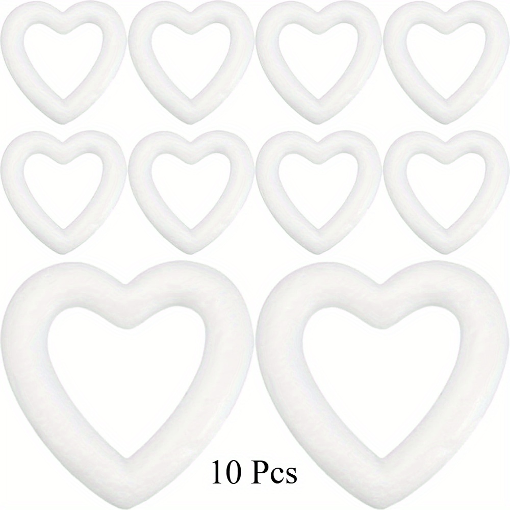 

10pcs White Foam Hearts For Diy Wreaths - Handcrafted Craft Supplies For Wedding Decor & Valentine's Day Accessories