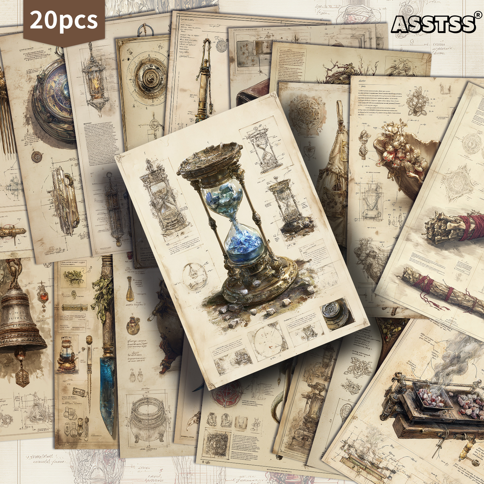 TEMU Pack de 20 Cartes Cadeaux Rétro Mécanique ASSTSS - Vintage Adaptées au Scrapbooking & à l'Artisanat, Cartes de Journal Junk à Collectionner avec