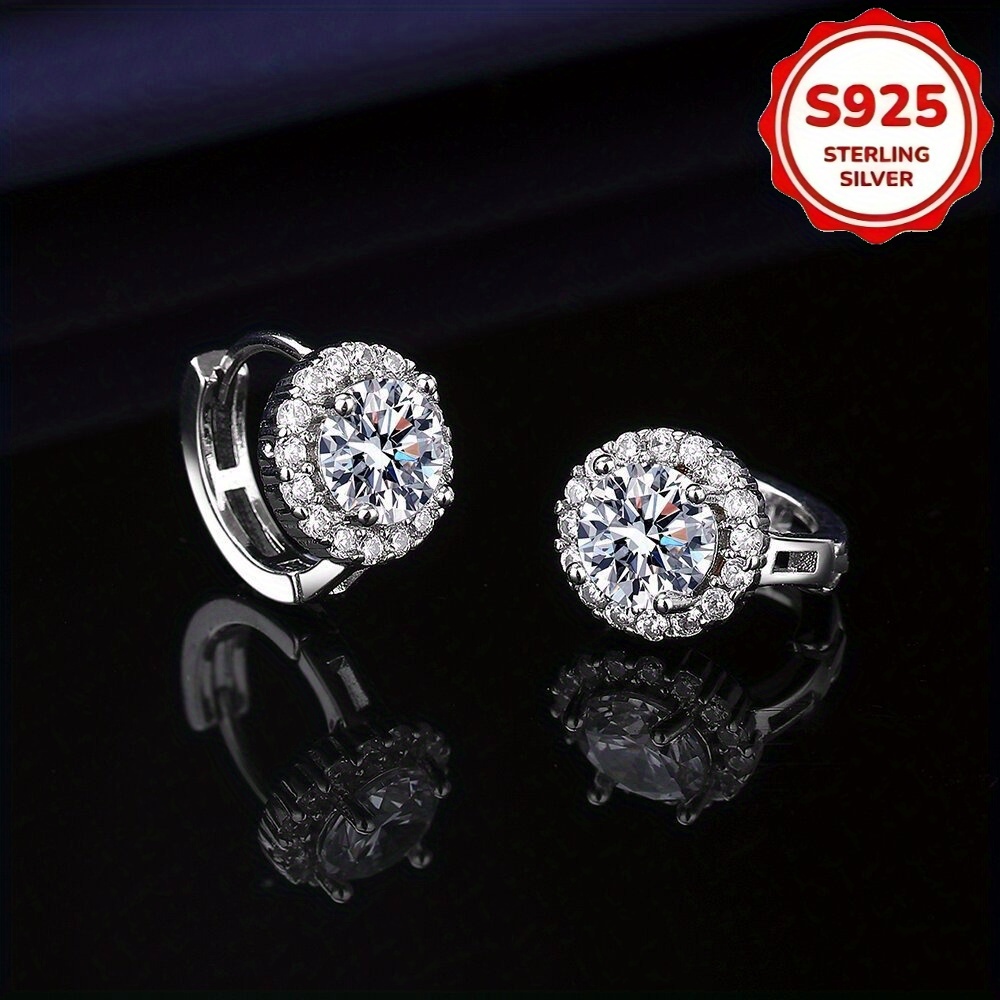 hypoallergenic sunflower moissanite earrings 925 sterling silver   stud earrings for daily   beach party Product details 2