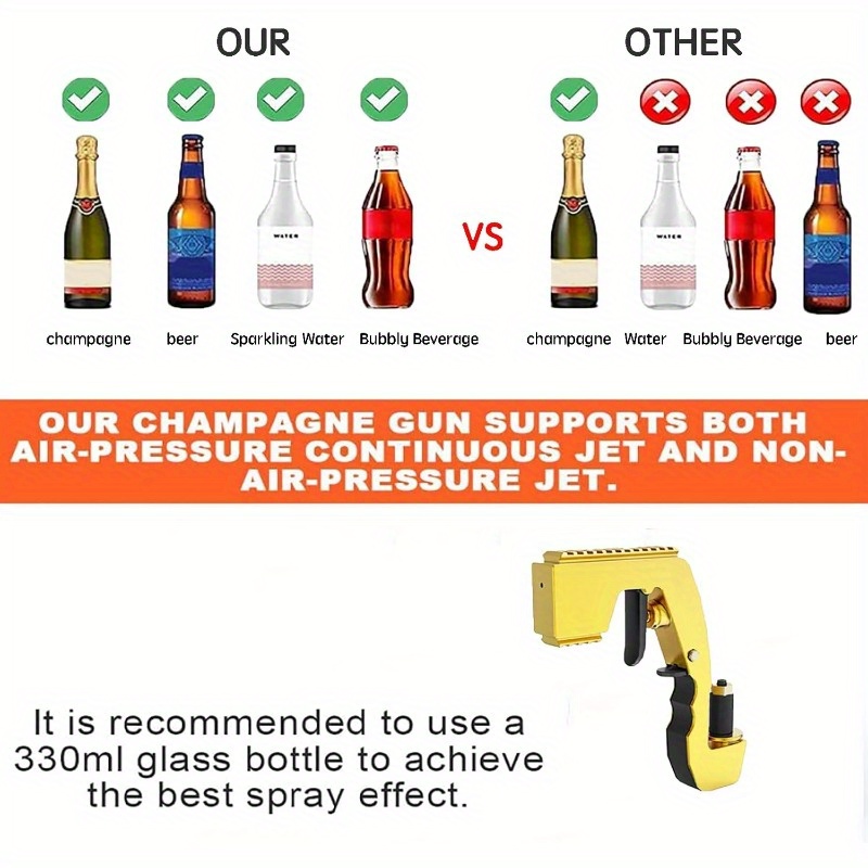 gun gun for parties lightweight plastic sprayer with adjustable rubber plugportable safe beer shooter for birthdays weddingseasy clean reusable golden details 4
