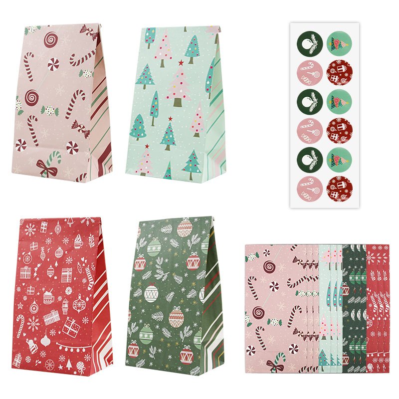 TEMU Regalo /Lui Set Totale di 24 pezzi (12 pezzi di sacchetti di imballaggio assortiti e 12 pezzi di adesivi sigillanti) Sacchetti di carta regalo