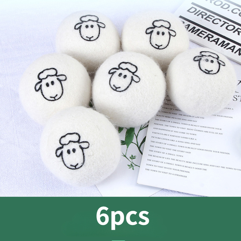 Image of Wool Dryer Balls 6pcs- Natural Fabric Softener, Reduces Wrinkles And Drying Time, Ideal For Essential Oils, Dryer Sheets Alternative, Dryer Balls Laundry Reusable, Wool Dryer Balls, Dryer Balls