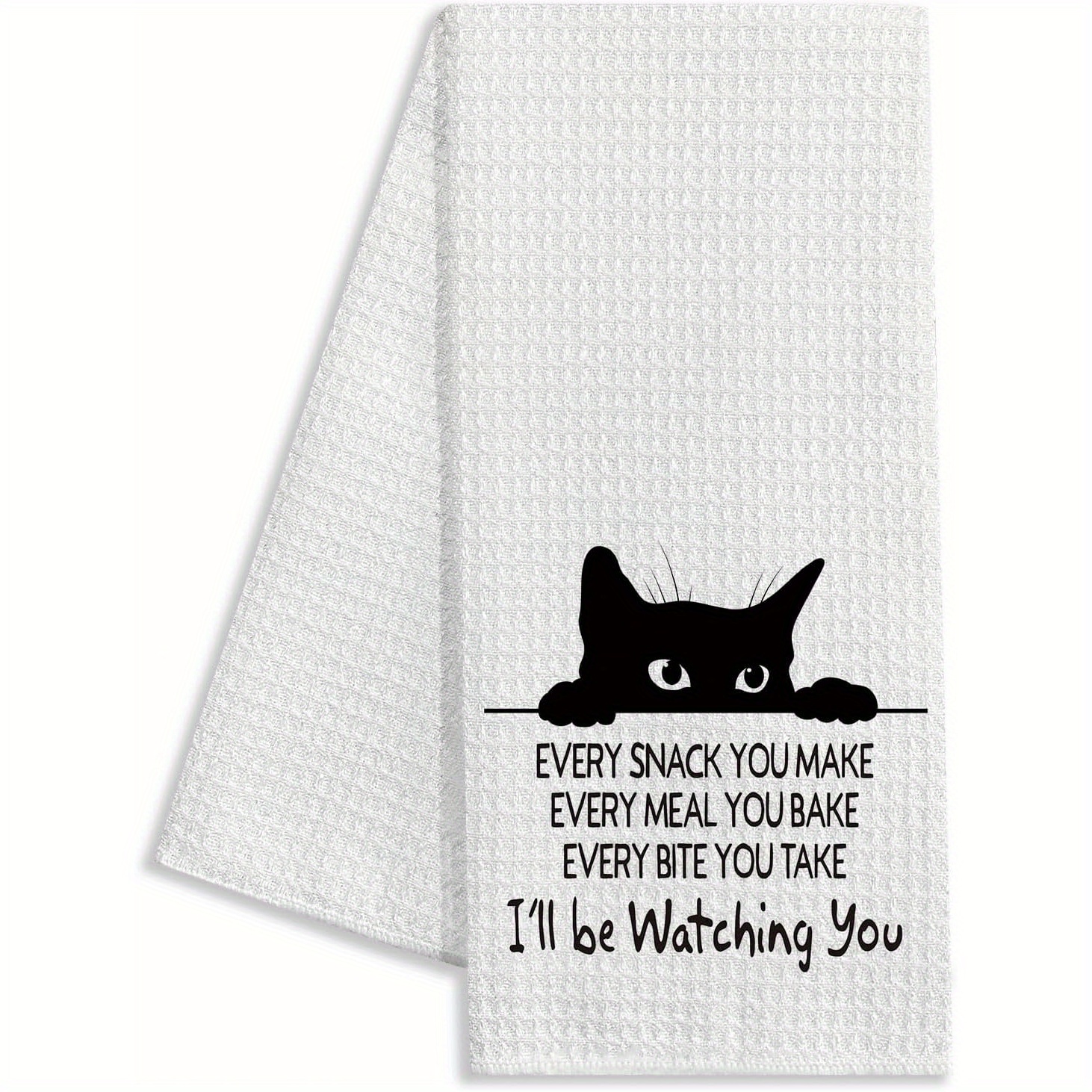 

1pc Whimsycat Cat Dish Towel, Polyester Towel " Be You" , Cat , , Striped Pattern, , For And