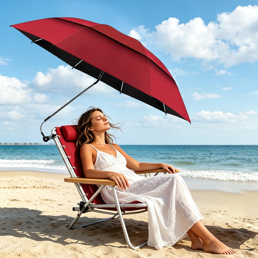 Image of Portable Uv Protection Sun Umbrella For Outdoor Camping & Beach, Detachable Clamp-on Design, Ideal For Travel, Camping And Seaside Use