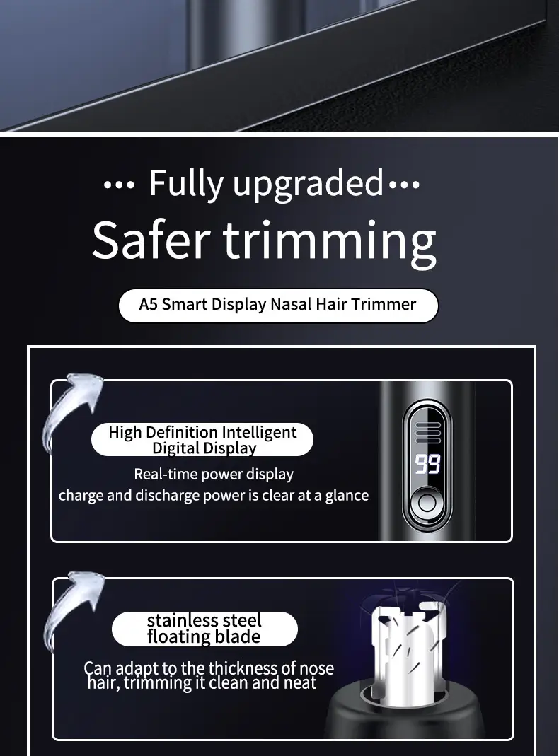 usb rechargeable electric nose hair trimmer with led   blades   facial hair removal for men women safe pruning type c charging durable   ideal grooming   essential compact size   personal hygiene sleek style lightweight construction mens grooming Product details 4