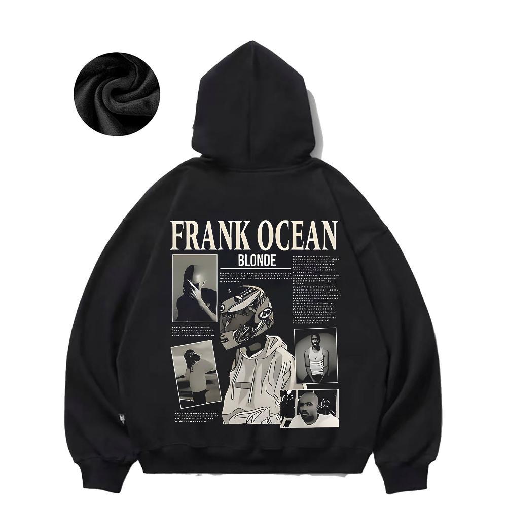 Frank Ocean "Blonde" Graphic Hoodie - Casual Pullover with Newspaper Print Design, Long Sleeve, Regular Fit, Comfortable for Streetwear in Fall/Winter, Hoodie Sweatshirt