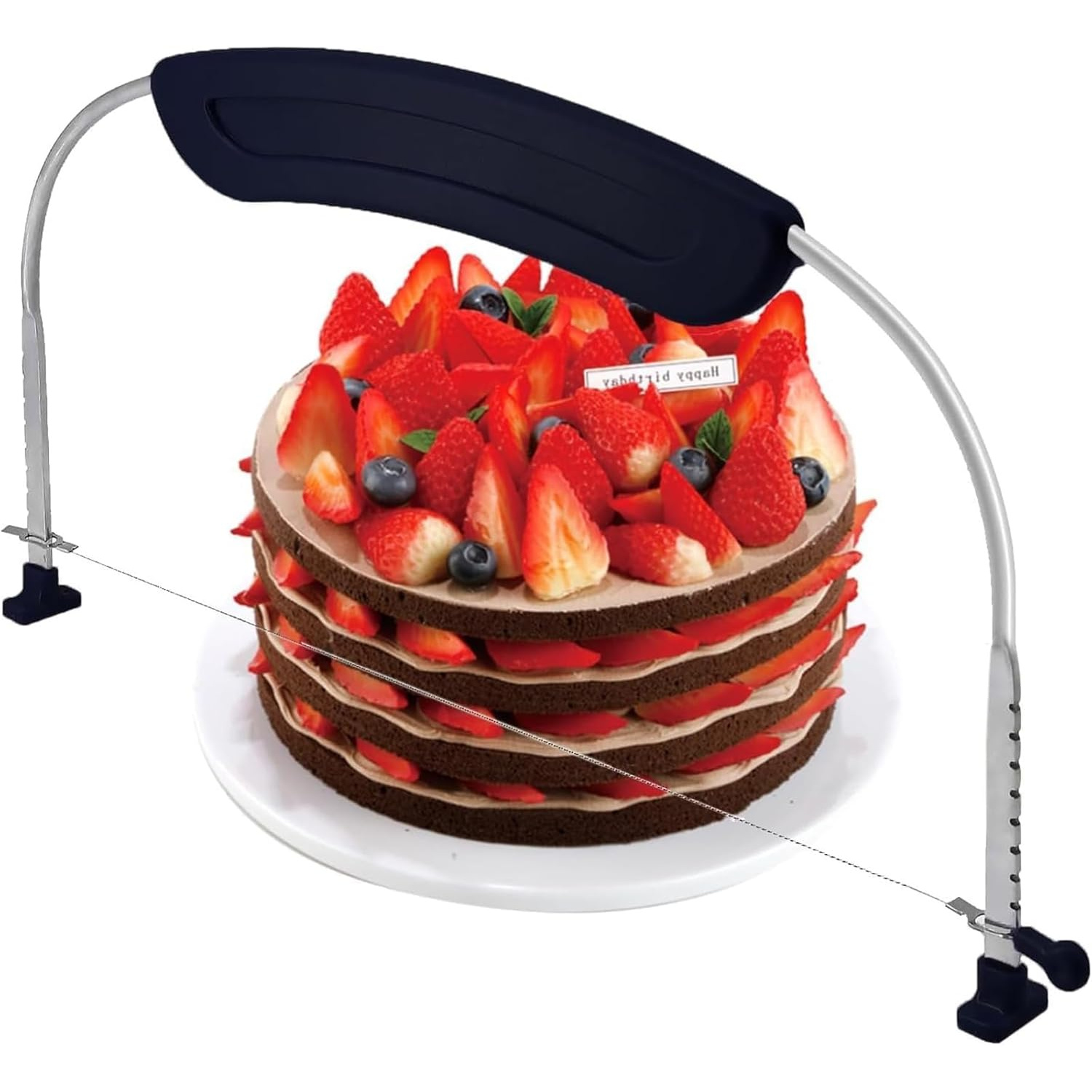 TEMU Cake Layer Divider With Adjustable Cutting Function, Adjustable Stainless Steel Cake Leveler, Cake Cutter, Wire Cake Separator With Plastic
