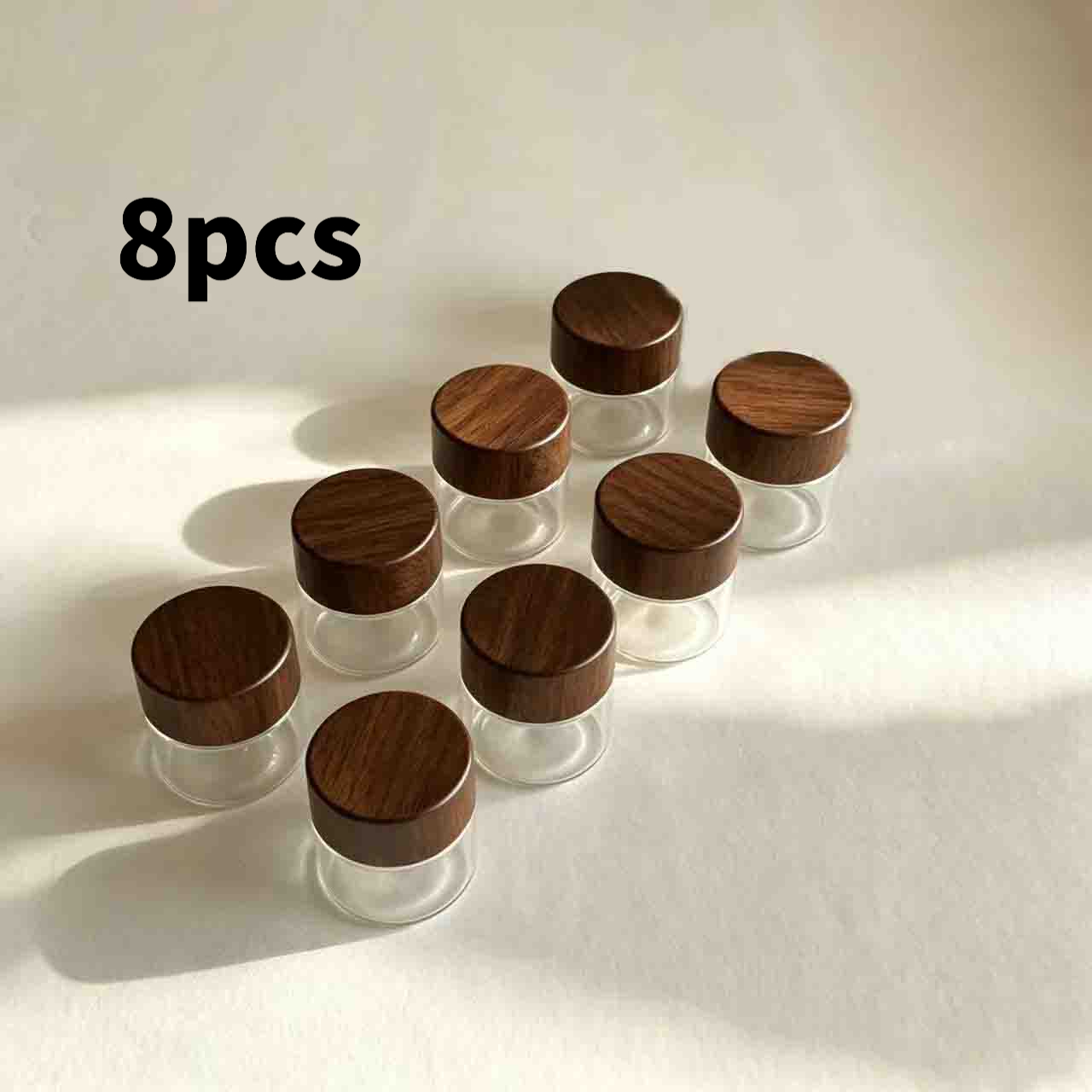 TEMU 8pcs Mini Glass Suitable For Travel Bottles With -off Caps - Reusable Plastic Containers, 10ml/0.33oz Portable Cream Jars For, Skincare Samples,