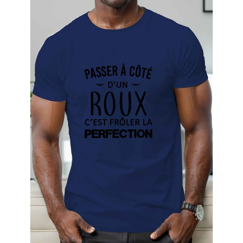 

Men's Funny French-inspired Graphic Tee - Casual Short Sleeve, Breathable Polyester, Summer Top, French, T-shirt, Style, Conventional Version, Summer