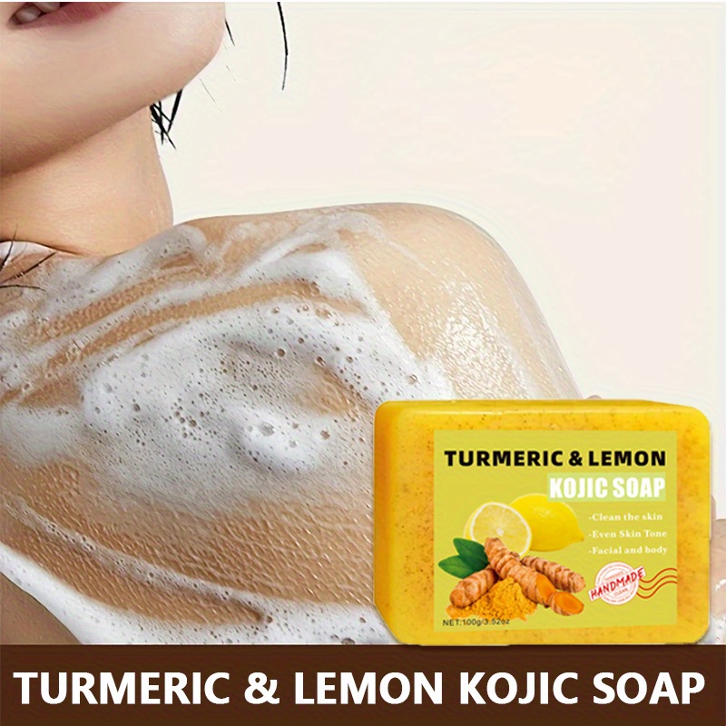 5pcs Lemon Turmeric Curcumin Acid Soap | 2-in-1 for Face and Hand, Suitable for All Skin Types, Unisex, Ideal Christmas Gift