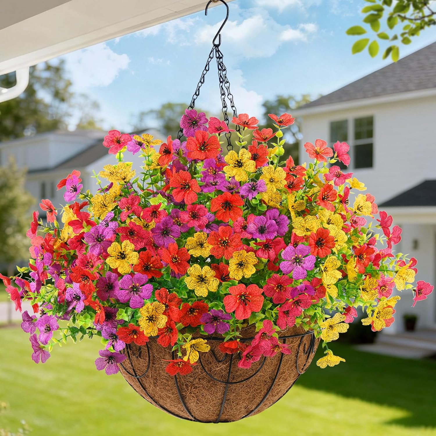 hanging artificial flower basket set summer porch yard balcony and yard decoration outdoor plants