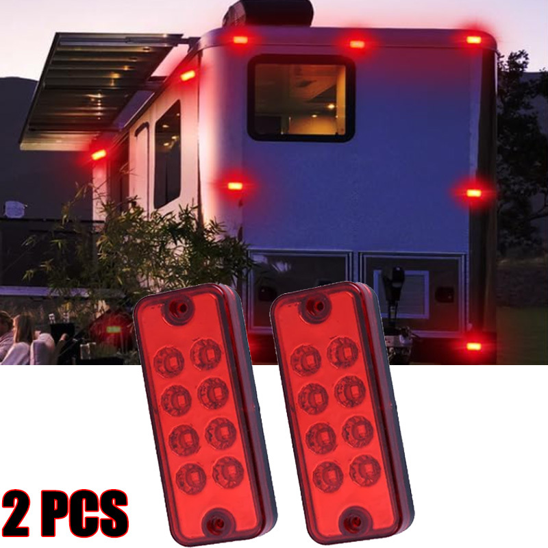 TEMU 2pcs 8-led Rectangular Truck Lights For , Suitable For A Wide Range Of Vehicle Types