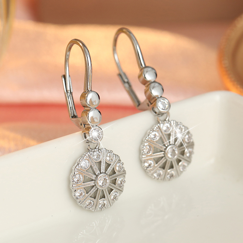 Light Luxury Women's Drop Earrings with Sun Pattern Design