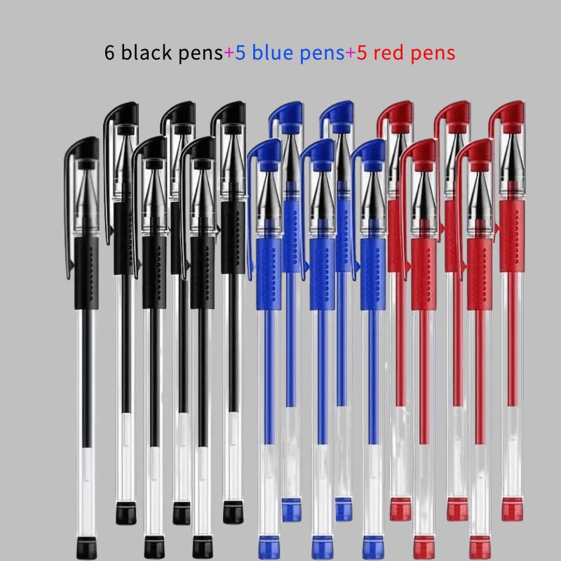 TEMU 16-pack driekleurige neutrale pen 0,5 mm kogelpunt handtekeningenpen zwart, rood, blauw driekleurige kantoor- en leerpen voor studenten op