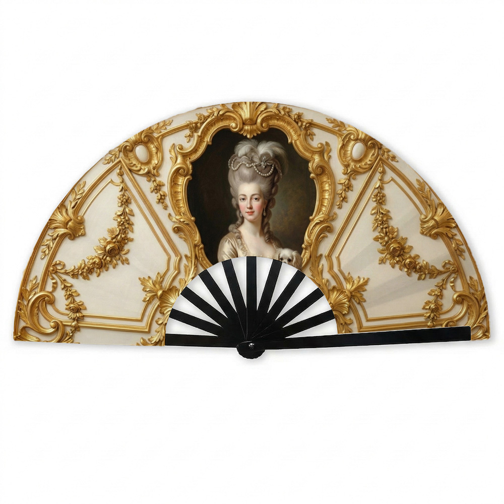 TEMU 1pc Éventail pliant Rococo français , pour dame aristocratique et chien de compagnie, un éventail de festival adapté pour Halloween, les raves,