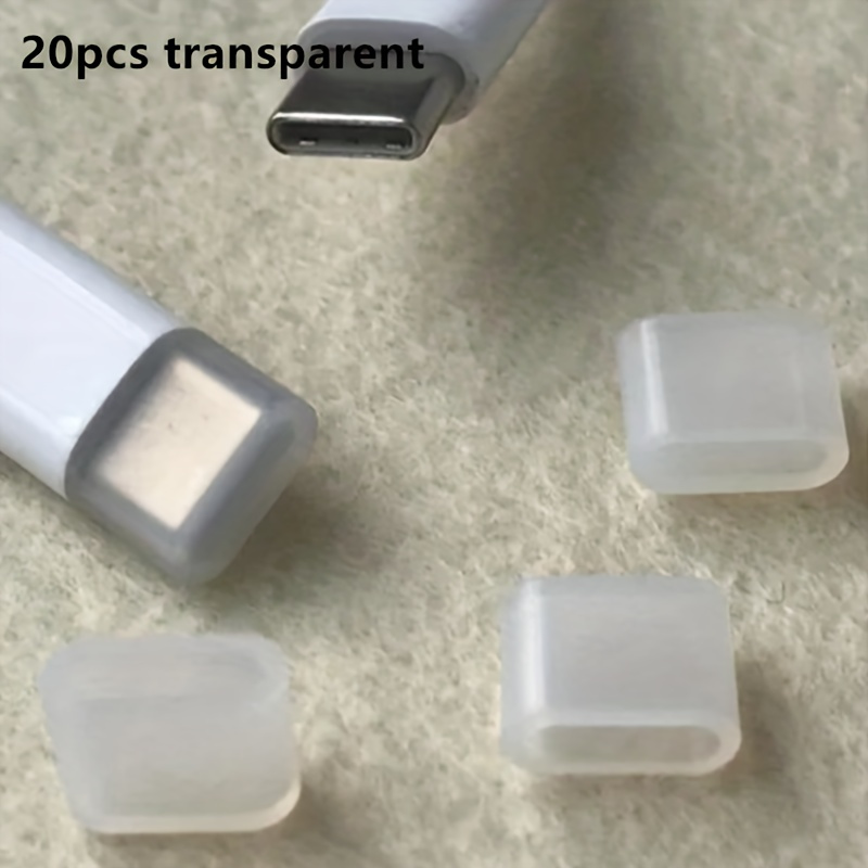 TEMU Lot de 20 bouchons -poussière en silicone USB-C - Cache de -poussière pour port de charge Type-C, cache en silicone pour câble de données