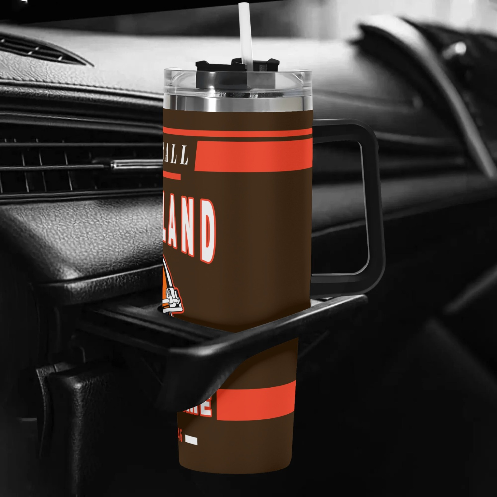 40oz custom   football cup personalized name non slip handle reusable travel mug for hot or cold drinks perfect gift for fans office home and car use coffee travel mug 4