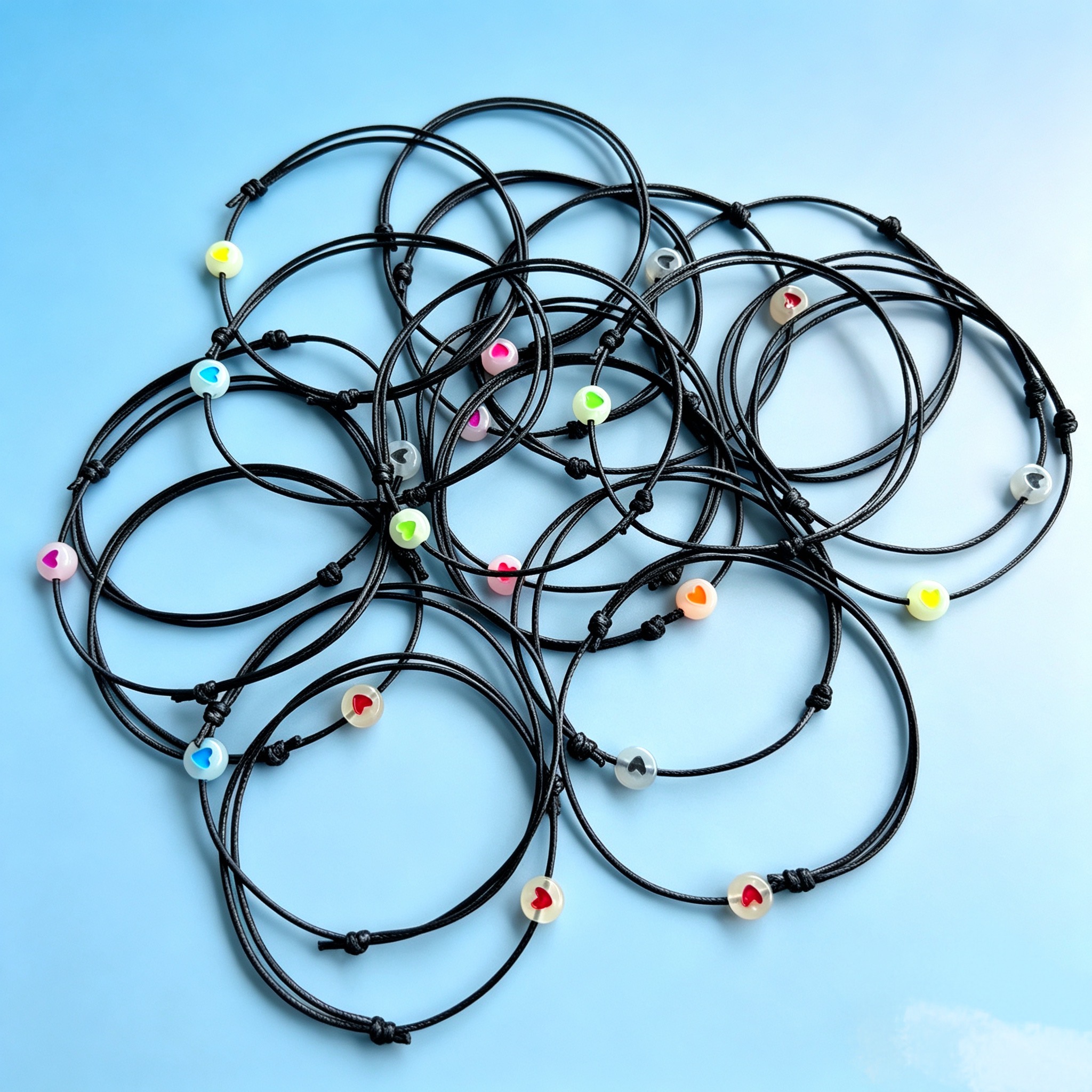 TEMU Set di braccialetti a cuore "Love" boh矇mien multicolore misti, 24 pezzi, facile da illuminare al buio, a con intrecciata, braccialetto per ,