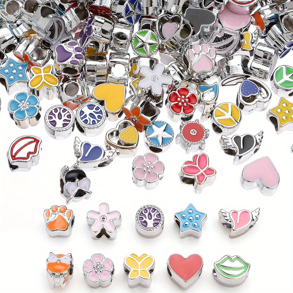 E-shop 20 Stück Acryl Dangle Perlen, Herz Schmetterling Stern Schildkröte Blume Multi-Element, Kreative Spacer Lose Perlen, für Handgemachtes Armband