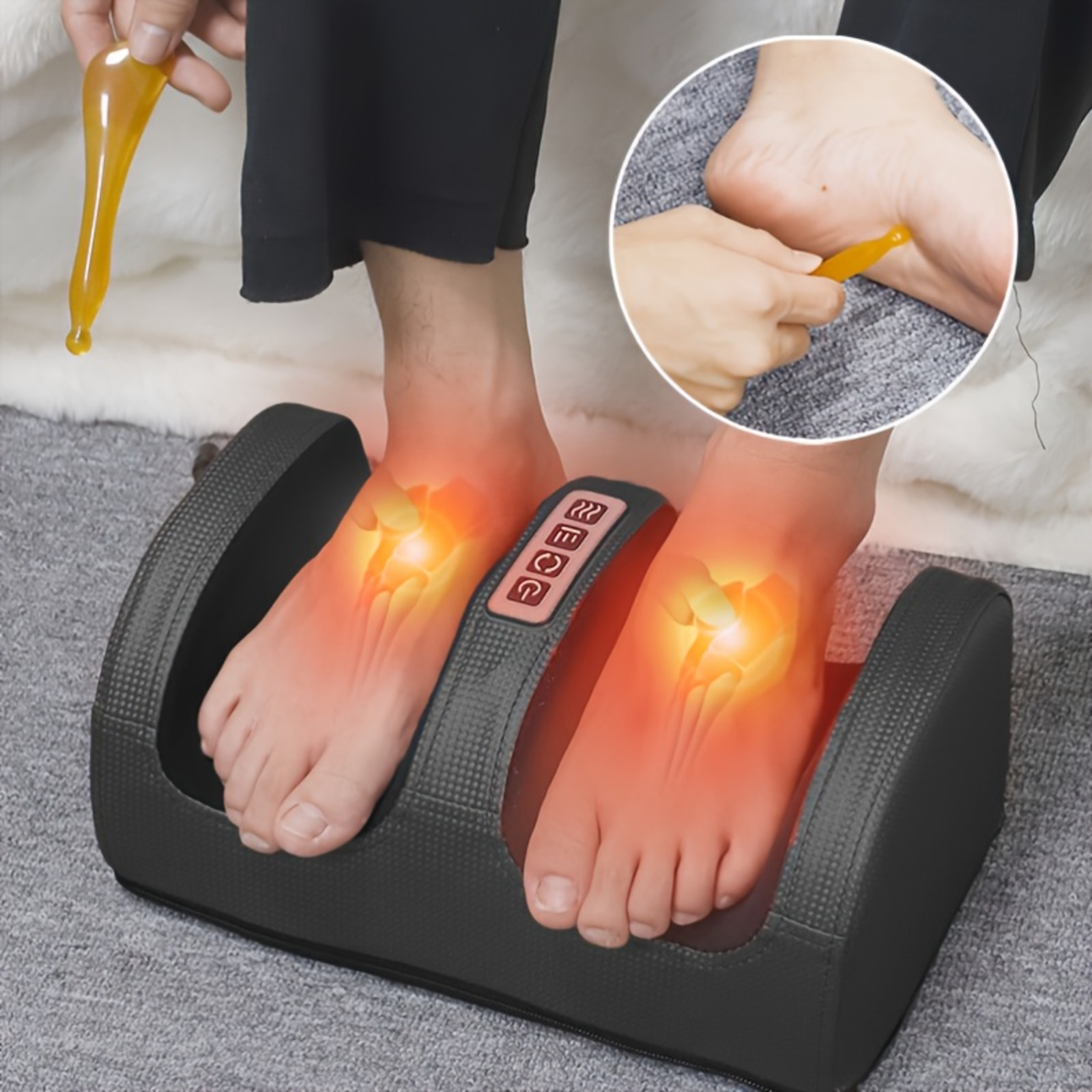 

1 Shiatsu Foot Massager With Heat - Electric Foot Massager Machine For And , 110-130v Us Plug, Plug Powered, Unscented, No Battery Required