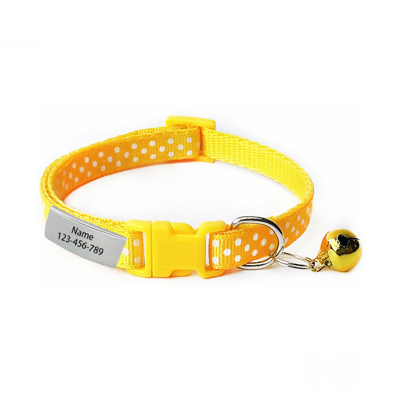 Adjustable Colorful Pet Collar with Bell, Personalized Identity Sign