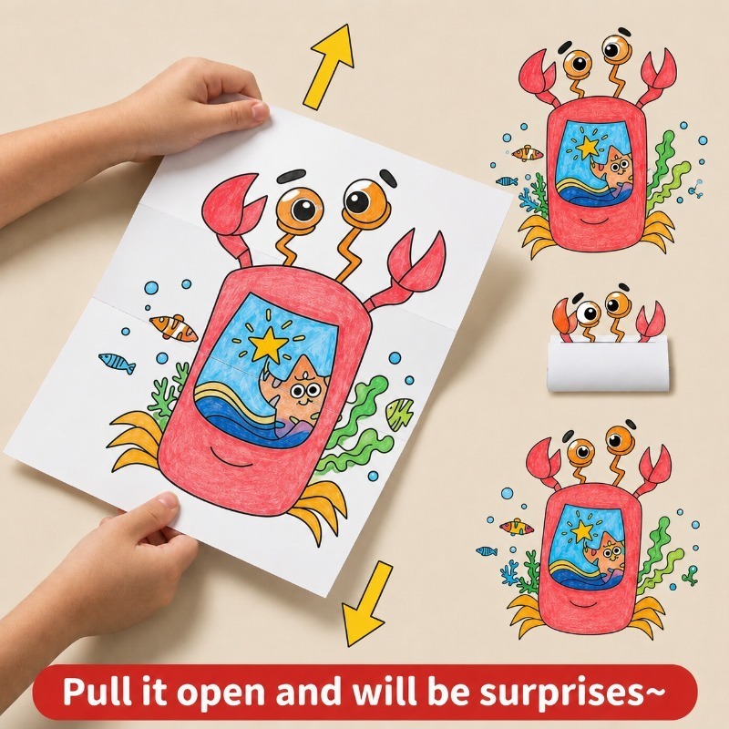 Magic Folding Coloring Book for Interactive Learning