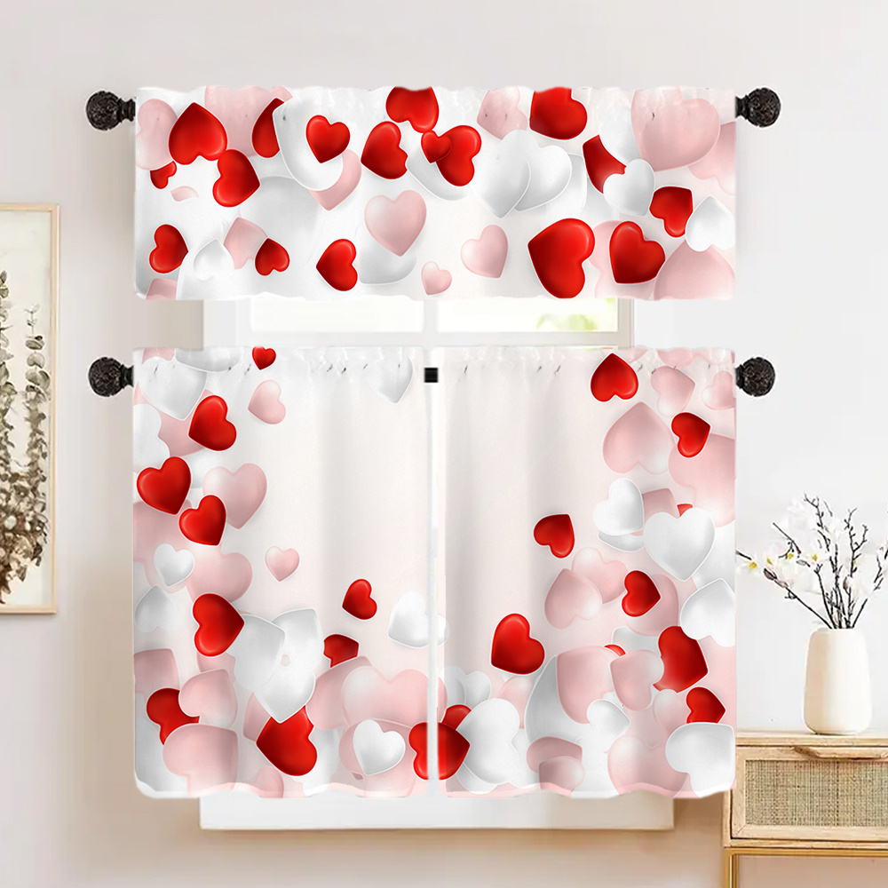 

1pc/1pair 's Day Pattern Curtain, 100% Polyester, Rod , , For , , Bathroom, And , Decor And Party Supplies