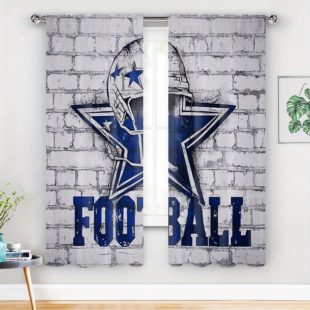 

2pcs Classic Polyester Bedroom Curtains, Football Design, Rugby Theme Window Drapes, In 21.65x59/41.34x82.68/44.5x90.55 Inches