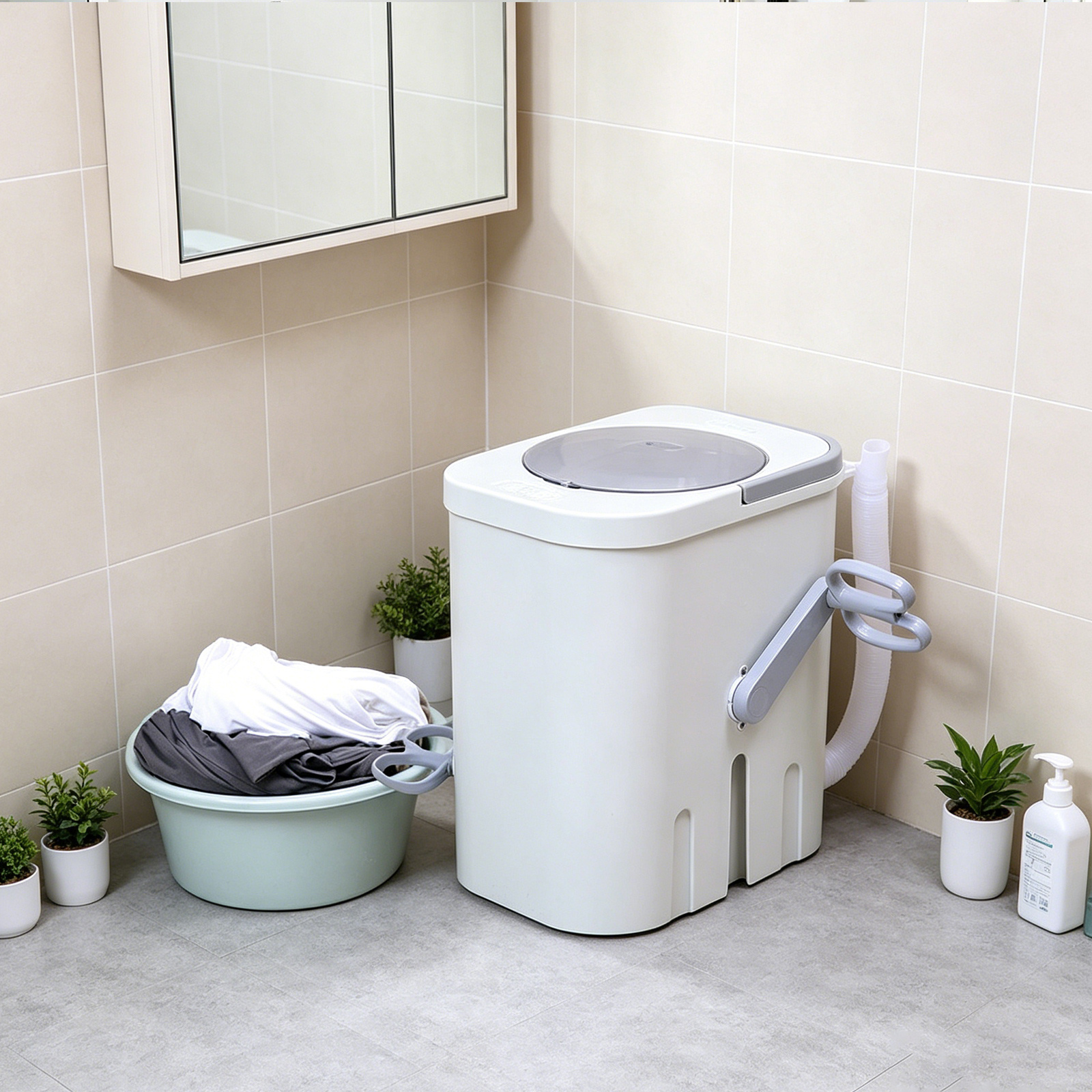 Portable Hand Powered Clothes Washer, Mini Manual Hand Crank Washing Machine For Apartment Travel Camping