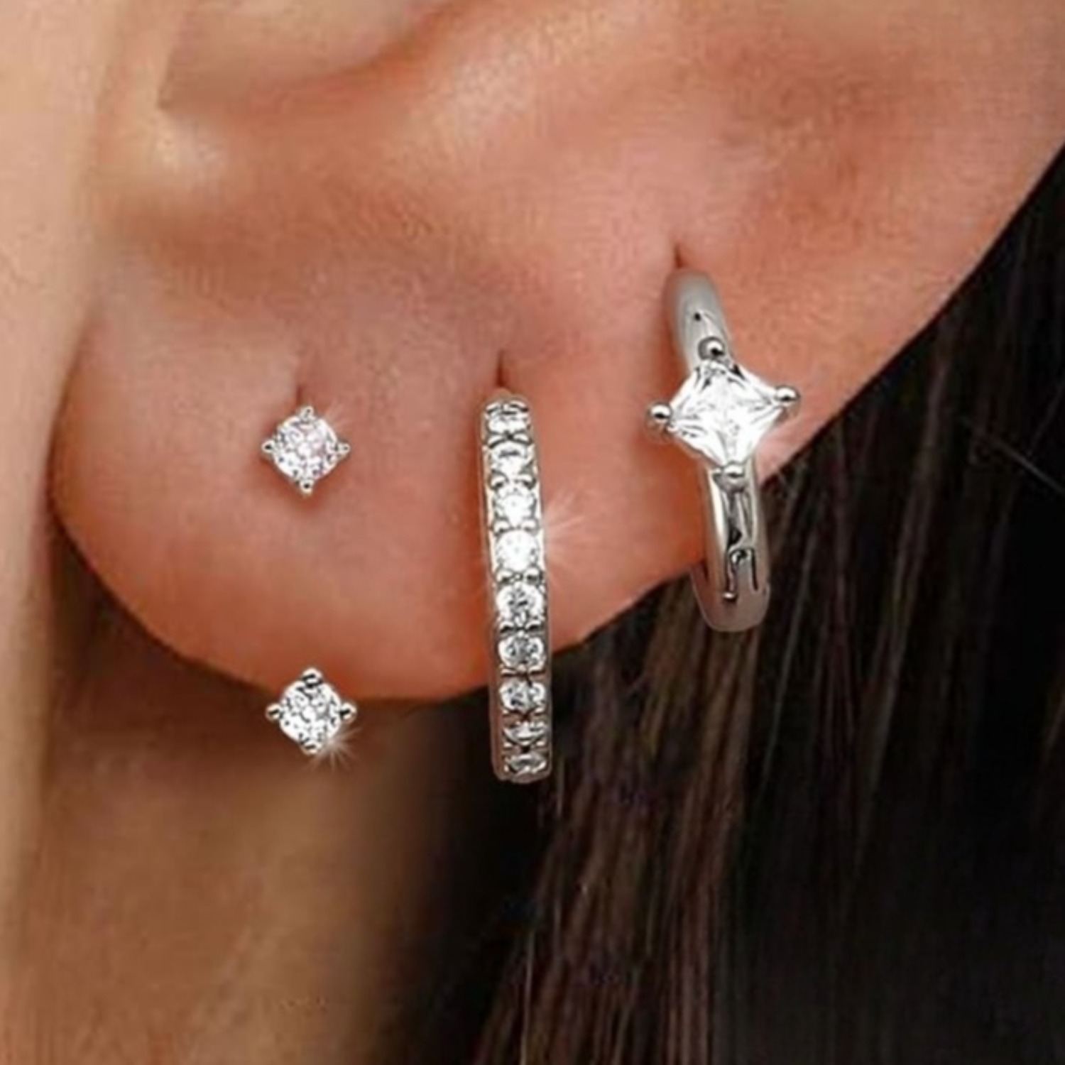 3 Pairs 925 Sterling Earrings For Women, 14k Golden Plated Small Huggie Hoop Earrings Sets For Multiple Piercing, Cz Cartilage Earrings Trendy Earrings For Sensitive Ears Hypoallergenic Jewelry Gifts