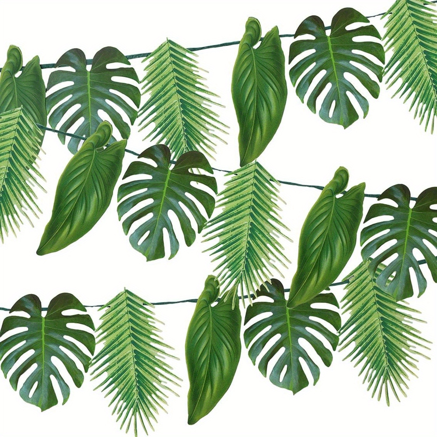 2pcs Leaf Garland Party Decorations, Length , 9.8ft, Green